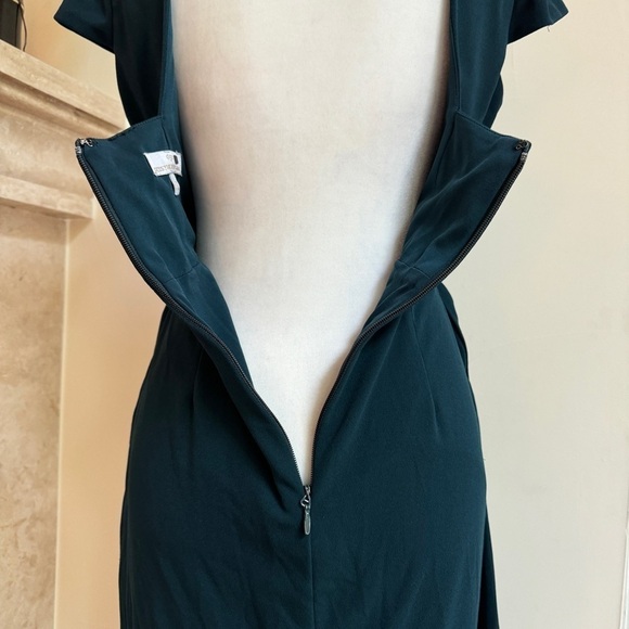 Dress The Population Evie Pine Green Gown Cap Sleeve Open Back Womens Size L - Picture 10 of 16